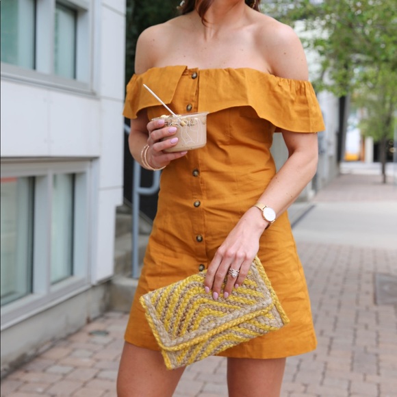 EXPRESS Goldenrod Linen Dress - Picture 2 of 5